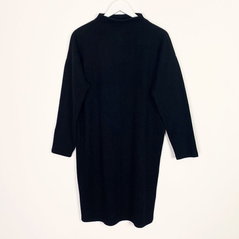Oak + Fort Noul Black Fleece Oversized High Neck Long Sleeve Dress